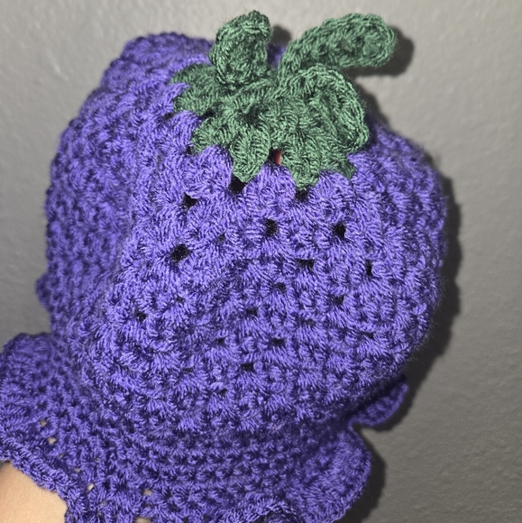 Cottage Core Grape Crochet Bucket Hat - Picture 2 of 12